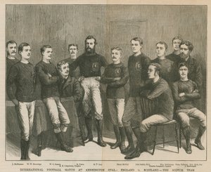 Partita internazionale di calcio al Kennington Oval; Inghilterra contro Scozia, la squadra scozzese da English School