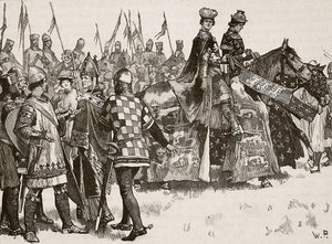 Intervista tra Becket e re Enrico, illustrazione da Cassells Illustrated History of England da English School