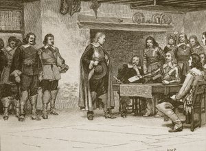 Colloquio tra Carlo e il Conte di Denbigh, illustrazione da Cassells Illustrated History of England da English School