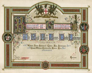 Invito a un banchetto alla Guildhall, Londra, il 9 novembre 1868 da English School
