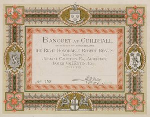 Invito a un banchetto alla Guildhall, Londra, il 9 novembre 1869