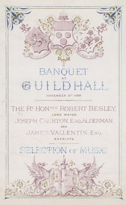 Invito a un banchetto alla Guildhall, Londra, il 9 novembre 1869 da English School