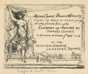 Invito a una mostra di opere di Charles Conder da English School