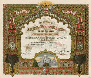 Invito alla reception di SAR Il Principe di Galles alla Guildhall, Londra, il 19 maggio 1876 da English School