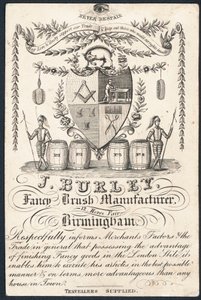 J Burley, produttore di spazzole di fantasia, biglietto commerciale