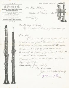 J Francis & Co, produttori di strumenti militari, di ottoni e orchestrali da English School