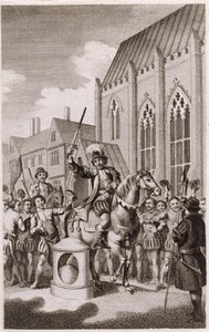 La ribellione di Jack Cade nel 1450: Cade si dichiara Signore della Città di Londra a London Stone, Cannon Street, c.1770 da English School