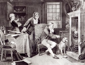 James Watt (1736-1819) che gioca con il vapore da English School