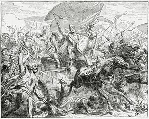 Jan Zizka dalla parte vincente alla battaglia di Grunwald nel 1410, 1882 da English School