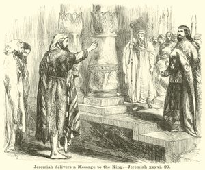 Geremia consegna un messaggio al re, Geremia, xxxvi, 29 da English School