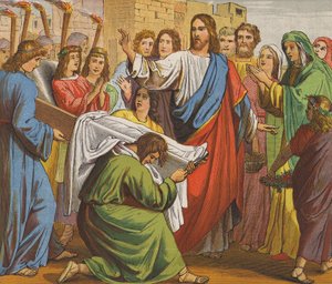 Gesù Cristo che risuscita il figlio della vedova di Nain da English School