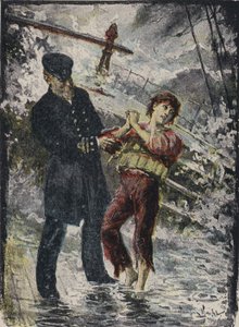 John Alexander Strachan, capitano della nave a vapore Cyprian, che dà il suo giubbotto di salvataggio a un giovane clandestino prima che la nave naufragasse in una tempesta al largo della costa gallese nel 1881 da English School
