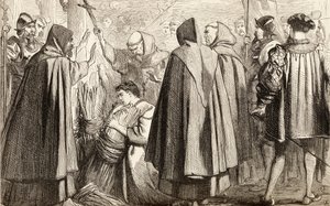 John Frith in procinto di essere bruciato sul rogo per eresia nel 1533, c.1865