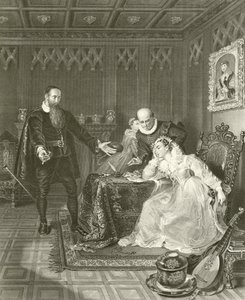 John Knox ammonisce Maria Regina di Scozia da English School