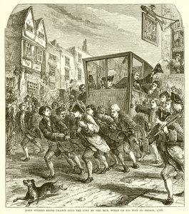 John Wilkes trascinato in città dalla folla, mentre si reca in prigione, 1768 da English School