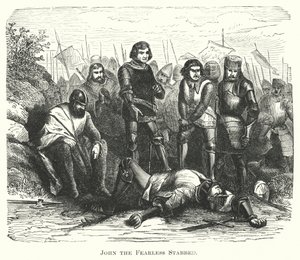 Giovanni il Temerario pugnalato (incisione) da English School