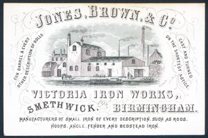 Jones, Brown & Co, Victoria Iron Works, biglietto commerciale da English School