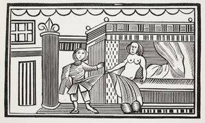 Giuseppe e la sua padrona, illustrazione da Chap-books of the Eighteenth Century di John Ashton, pub. 1882 da English School