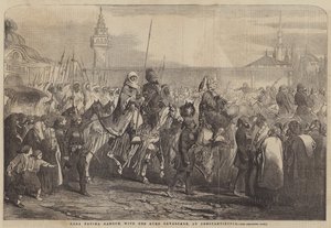 Kara Fatima Hanoun, con la sua cavalcata curda, a Costantinopoli (incisione)