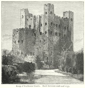 Mastio del castello di Rochester. Costruito tra il 1126 e il 1139 (incisione) da English School