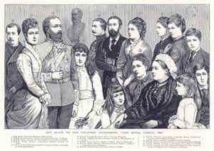 Blocco chiave per il supplemento colorato, La famiglia reale, 1880 da English School