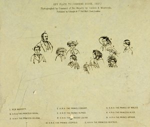 Tavola chiave al Ritratto della Famiglia Reale a Osborne House, 1857 da English School