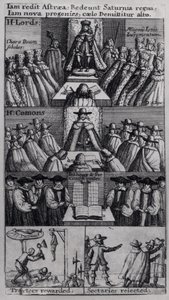 Re Carlo II (1630-85) con le Case del Parlamento, 1660 da English School