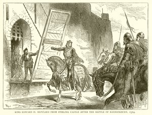 Re Edoardo II respinto dal castello di Stirling dopo la battaglia di Bannockburn, 1314 da English School