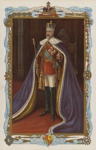 Re Edoardo VII in abiti di incoronazione (litografia a colori) da English School