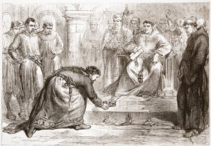 Re Giovanni e il legato papale, illustrazione da La storia del protestantesimo di James Aitken Wylie (1808-1890), pub. 1878