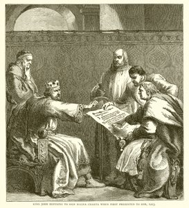 Re Giovanni rifiuta di firmare la Magna Carta quando gli viene presentata per la prima volta, 1215 da English School