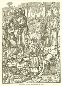 Re Giovanni firma la Magna Carta, 1215 da English School