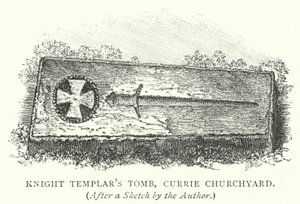Tomba del Cavaliere Templare, cimitero della chiesa di Currie da English School