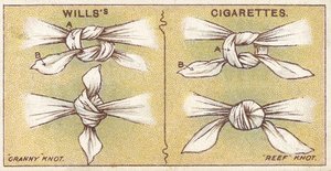 Nodi, n.6 dalla serie di carte di sigarette di primo soccorso di Willss, 1913