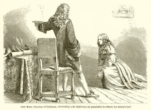 Lady Mary, contessa di Caithness, che intercede con Middleton per il permesso di rimuovere la testa di suo padre
