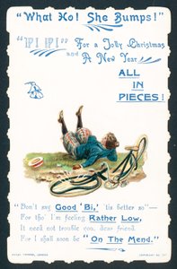 Donna che cade dalla bicicletta, cartolina di Natale da English School