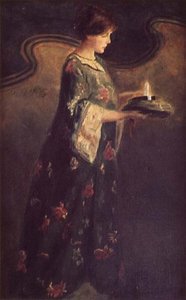 Signora con una candela, c.1890 da English School