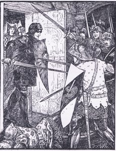 Lancillotto esce dalla stanza di Ginevra, illustrazione da 