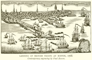 Sbarco delle truppe britanniche a Boston, 1768 da English School