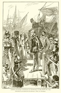 Sbarco di Richard Chancellor a Holmogory, nel Mar Bianco, 1553 da English School