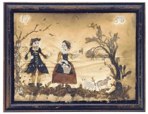 Paesaggio con figure e pecore da English School