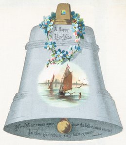 Grande campana blu con immagine di barca a vela