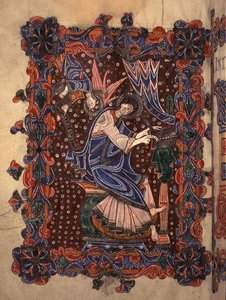 San Matteo che scrive il suo vangelo, c.1080 da English School