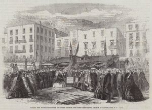 Posa della Prima Pietra della Chiesa di Cristo, la Prima Chiesa Protestante a Napoli (incisione) da English School