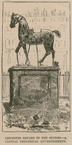 Leicester Square negli anni 1860: una grande pubblicità teatrale da English School