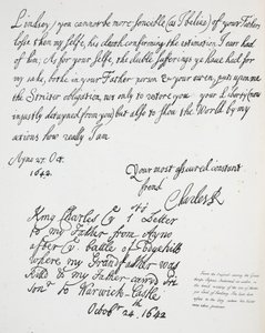 Lettera di Carlo II a Montague, conte di Lindsey, 27 ottobre 1642 da English School