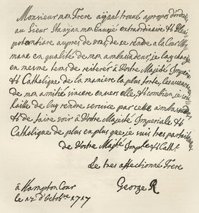 Lettera di Giorgio I a Carlo VI, 1717, pubblicata in 