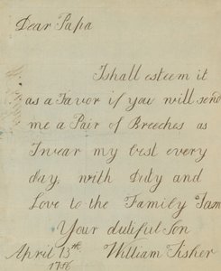 Lettera di William Fisher (autografo) da English School