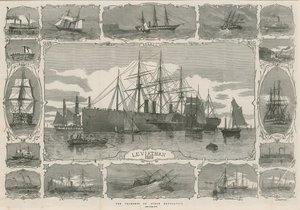 Leviathan 1858; montaggio di immagini che mostrano i progressi della navigazione a vapore da English School