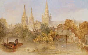 Cattedrale di Lichfield da Stowe Pool, c.1850